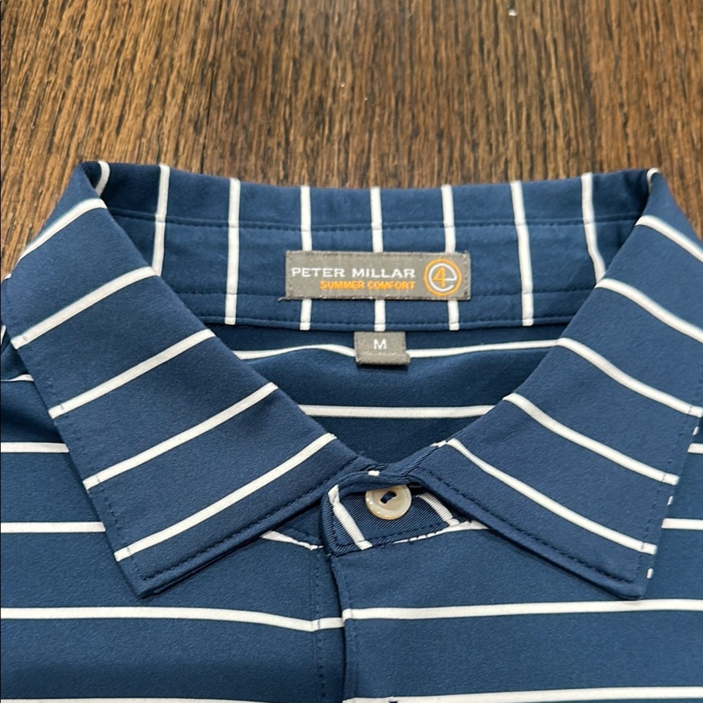 Peter Millar Men's Blue Striped Shirt